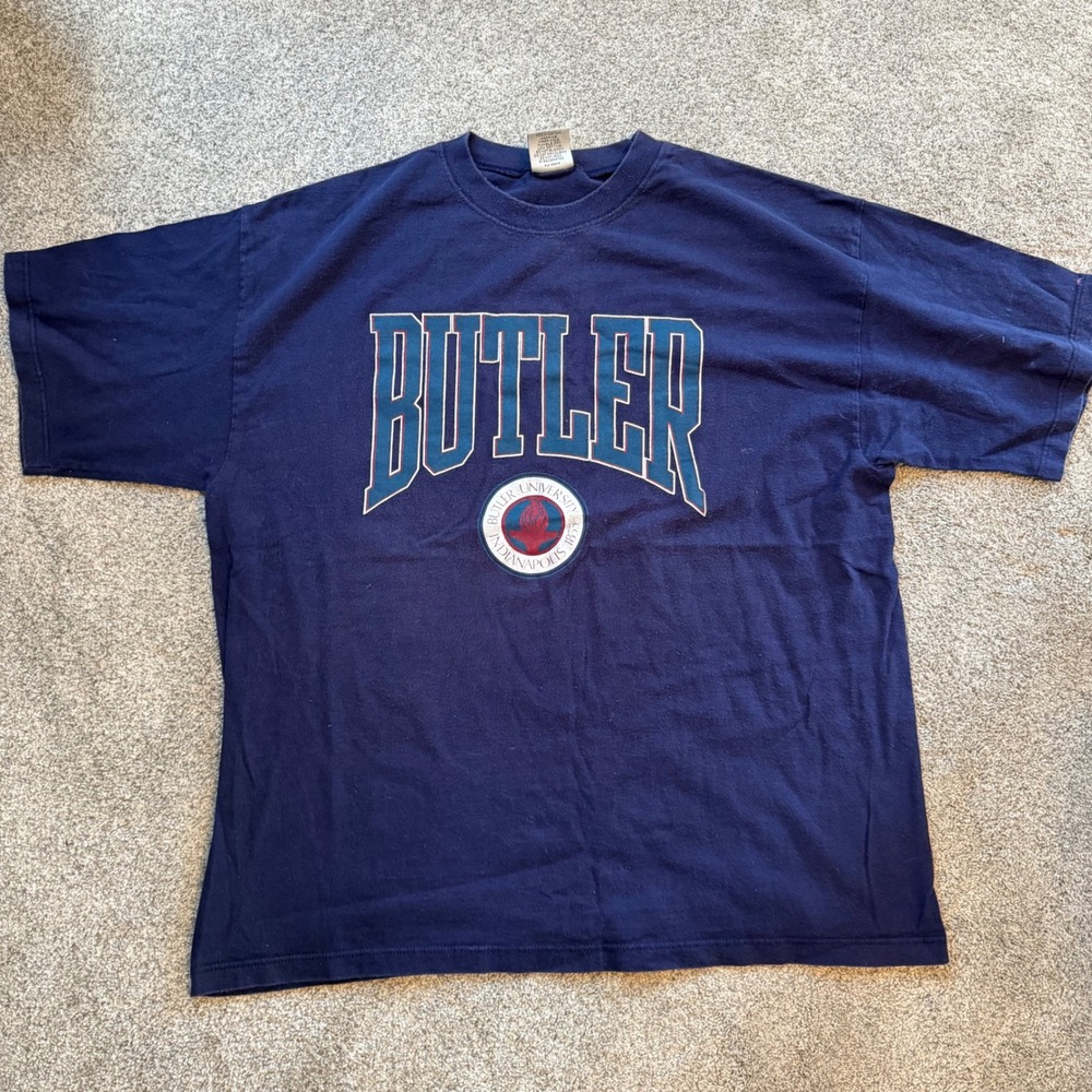 Vintage Gear For Sports Butler University T Shirt XXL Navy Blue Made in USA 90s